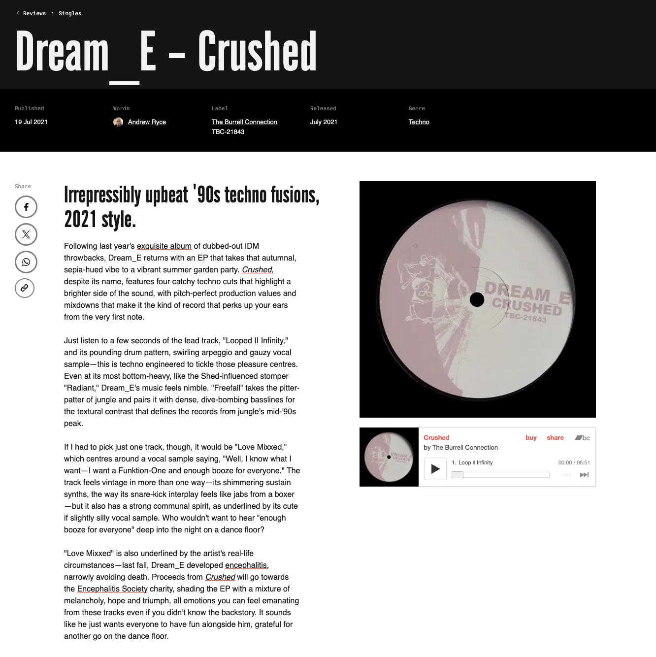 Resident Advisor Review (Dream_E - Crushed)
